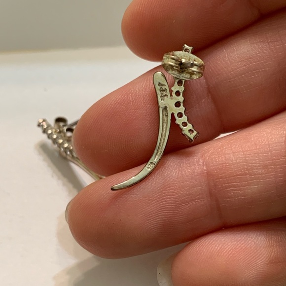 .925 Pure Sterling Silver & CZ Climber Earrings - Picture 4 of 5